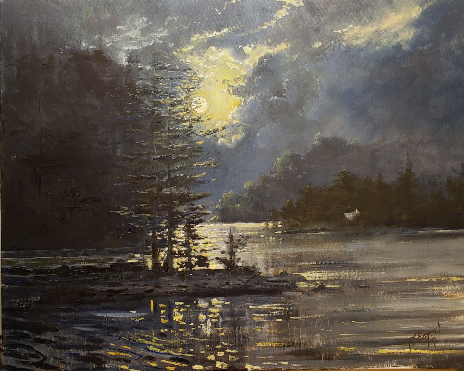 FREE "MOONLIT LAKE"  5X7 5x7 signed print. (shipping cost $5.90)