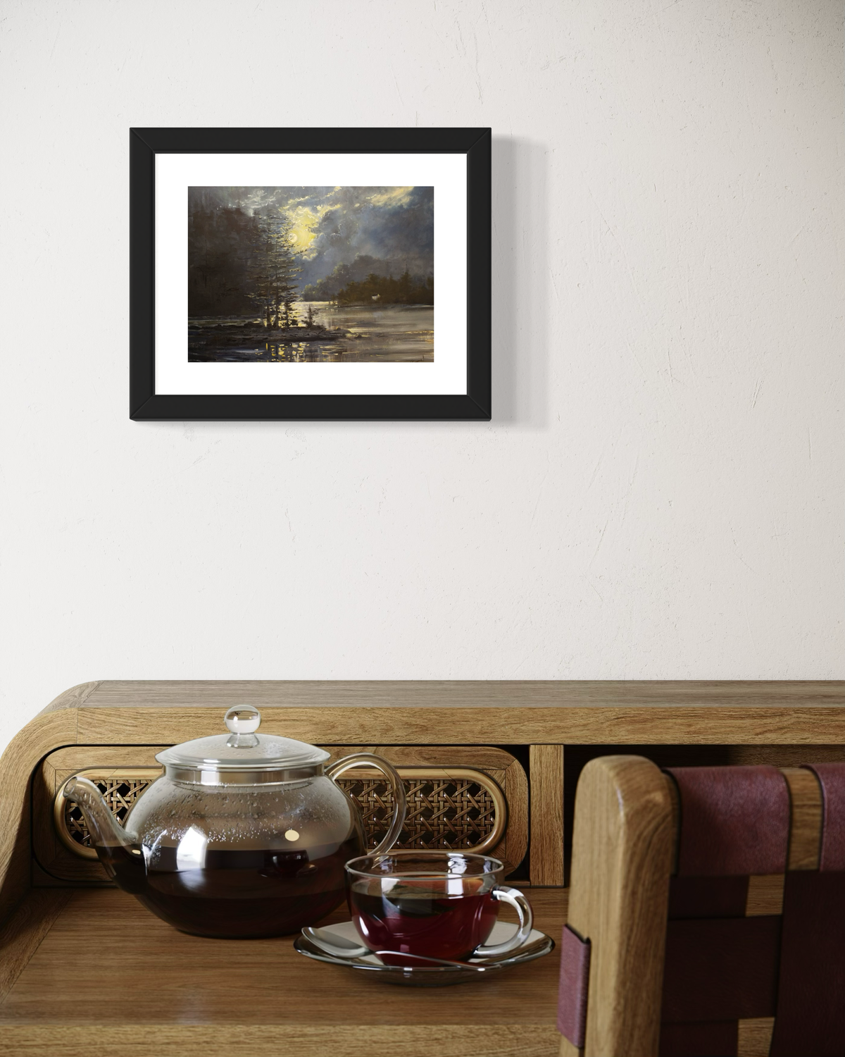 "MOONLIT LAKE" 5x7 Signed and Framed Open Edition Print  Free Shipping