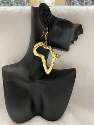 Map of Africa Wooden Earring - Golden Map of Africa Wooden Earring - Golden