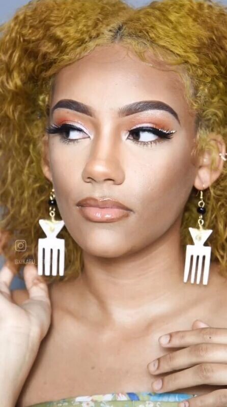 Afro Comb Carved Bone Earring
