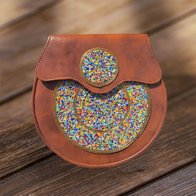 Round Crossbody Beaded Bag - Vua