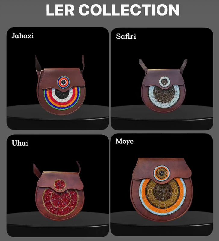 Round Crossbody Leather Beaded Bag - Ler Collection