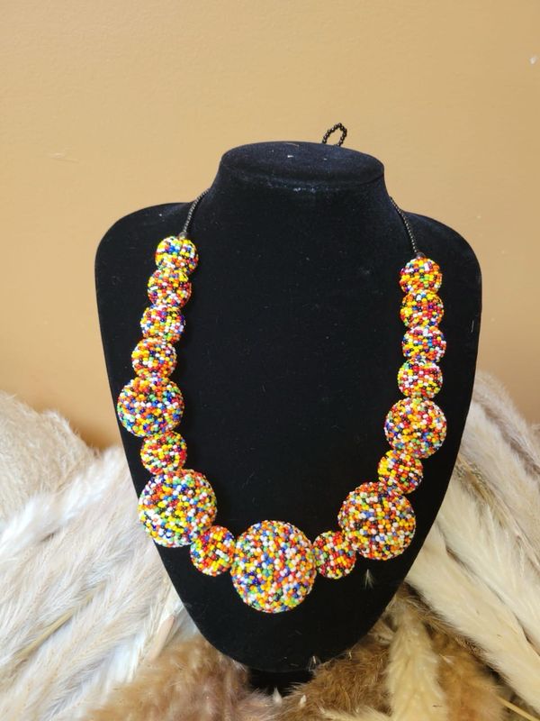 Katachi Graduated Bead Statement Necklace - Multicolored