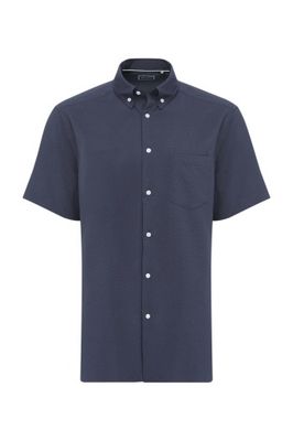 NAVY POPCORN SEERSUCKER DOBBY SHORT SLEEVE SHIRT