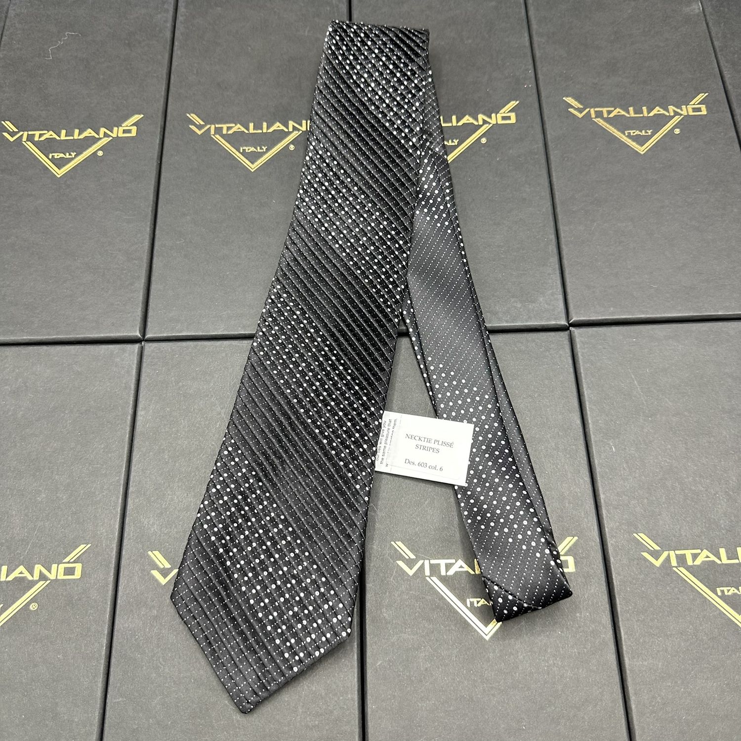 Vitaliano 16030 Pleated Necktie Plisse Stripes Des 603 col 6