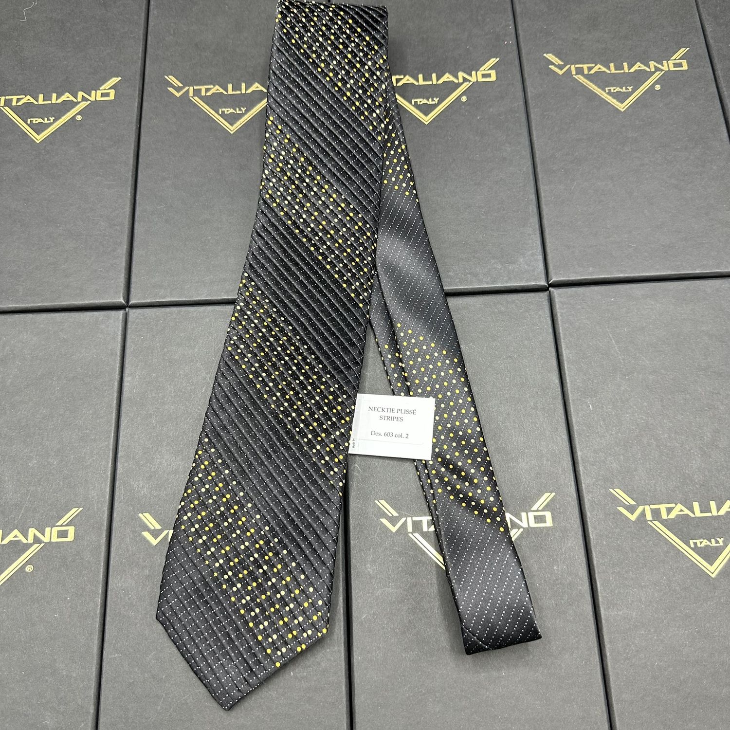 Vitaliano 16031 Pleated Necktie Plisse Stripes Des 603 col 2