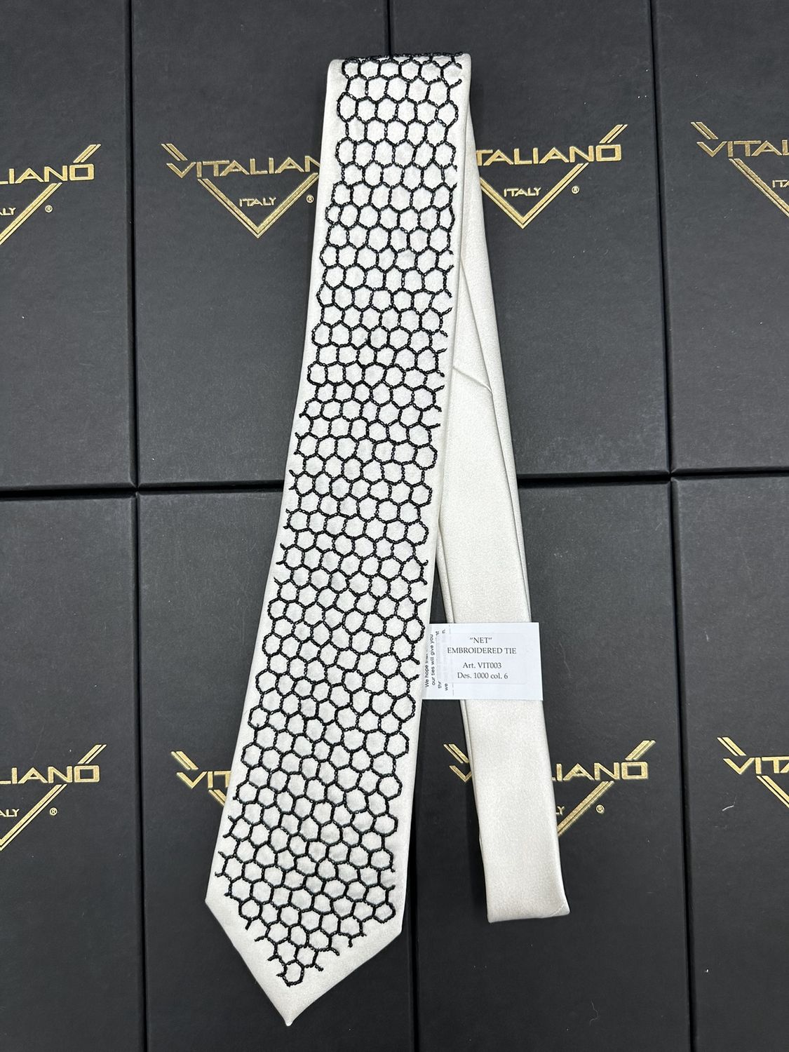 Vitaliano 16079 Net Embroidered Necktie Art VIT003 Des 1000 col 6