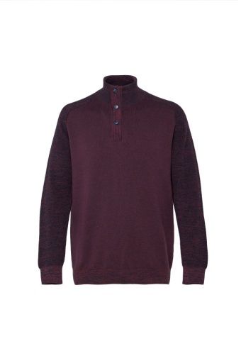 Maroon Raglan Button Sweater, Size: XXL