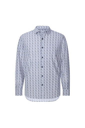 Blue Black Dots Performance Stretch Printed Sport Shirt, Size: M