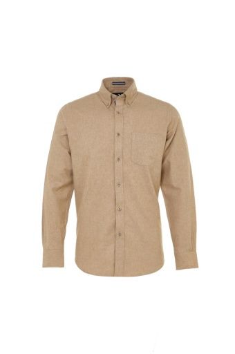 Oatmeal Stretch Flannel Sport Shirt, Size: L