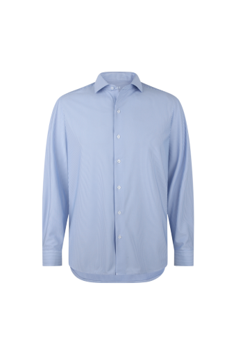 Melange Blue Performance Striped Shirt, Size: M