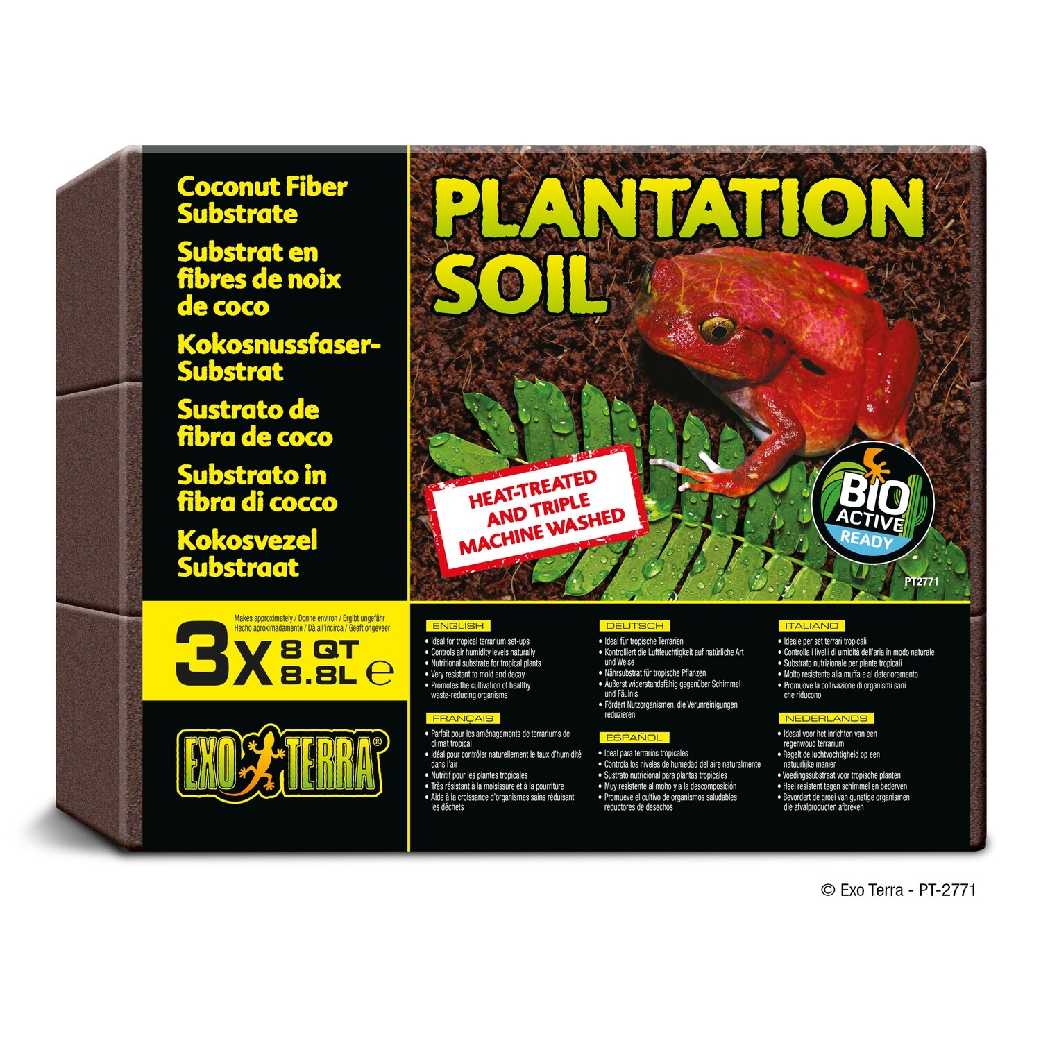 Exo Terra  - Plantation Soil - Bricks, Size: 8 qt/8.8 L (3 Pack)