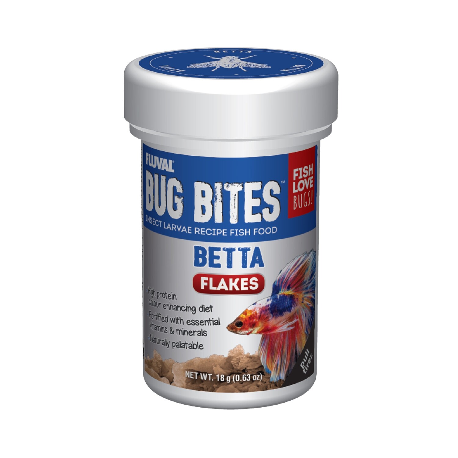 Fluval - Bug Bites Betta Color Enhancing Flakes, 18 g