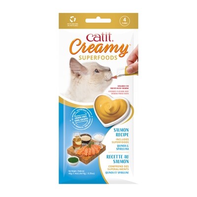 MOQ12 Catit Creamy Superfood Treats - Salmon Recipe with Quinoa and Spirulina - 4 pack