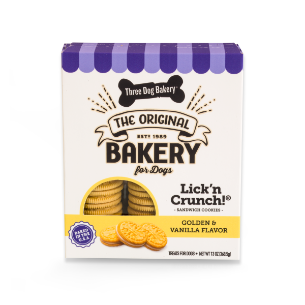 Three Dog Bakery Lick&#39;n Crunch Cookies Golden&amp;Vanilla 13 oz