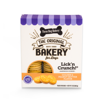 Three Dog Bakery Lick&#39;n Crunch Cookies Goldn&amp;PntButter 13 oz