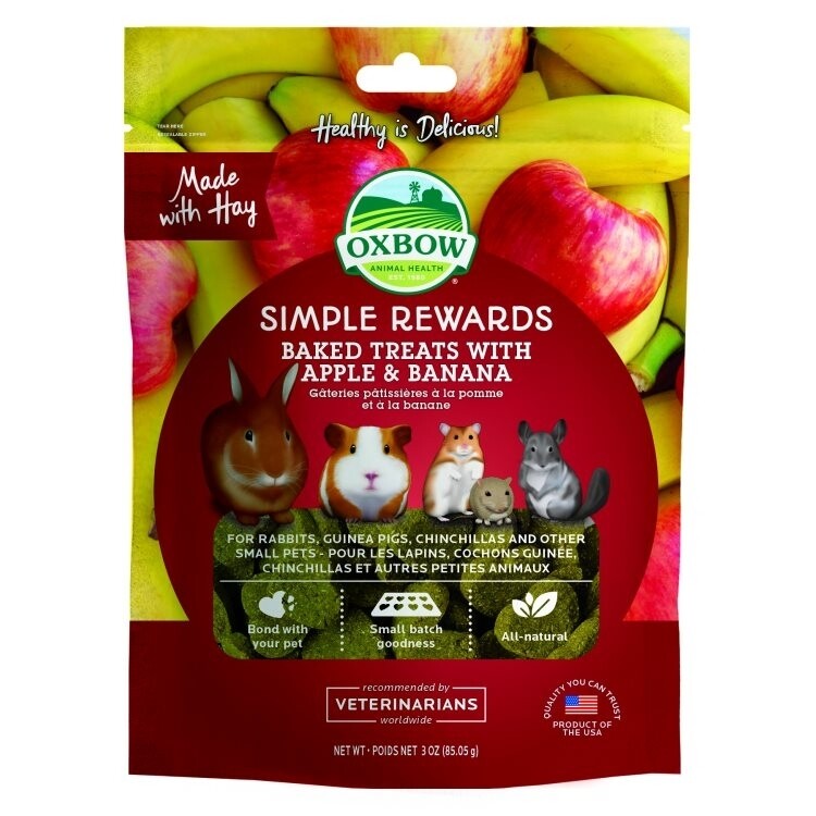 Oxbow Simple Rewards Baked Treats Apple And Banana 3 ounce