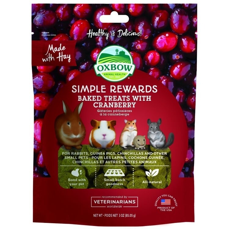 Oxbow Simple Rewards Baked Treats Cranberry 3 ounce