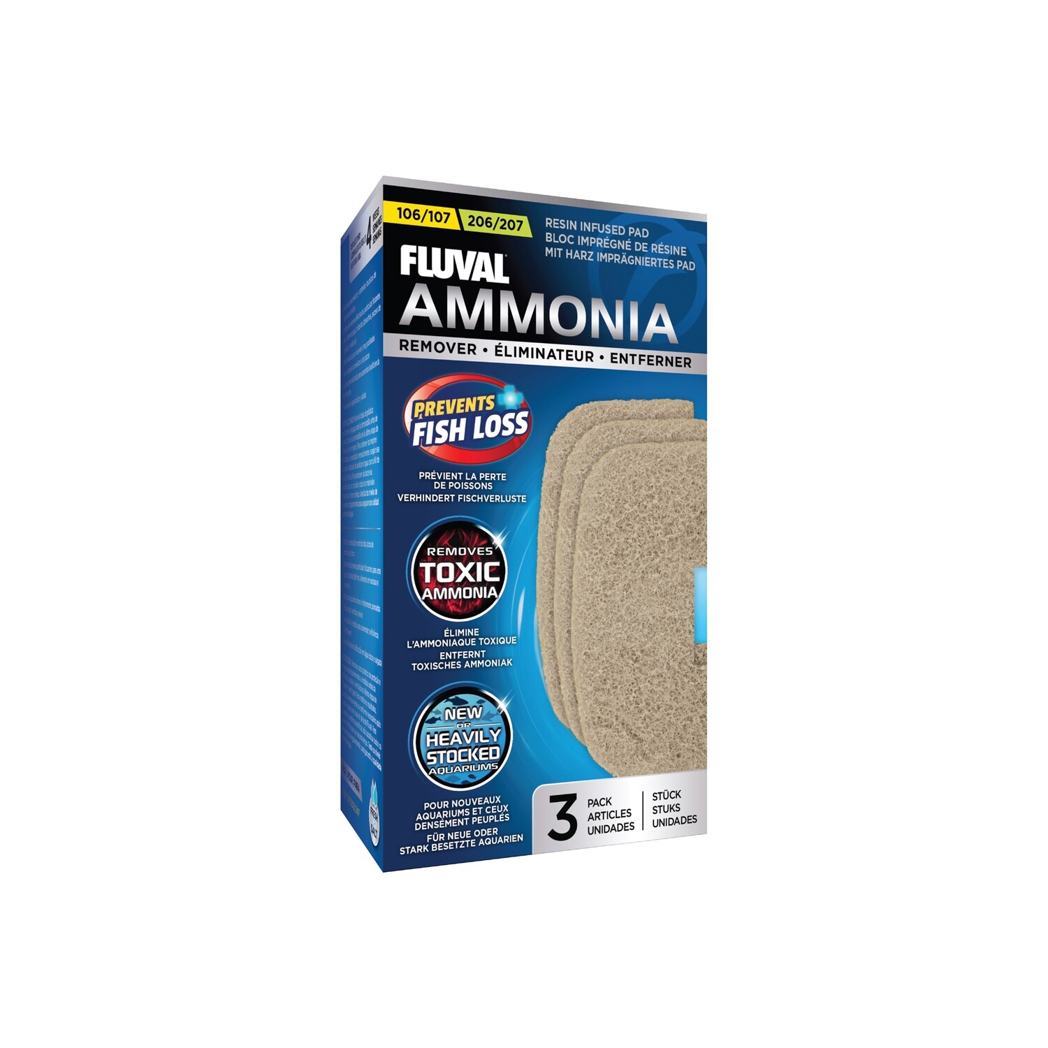 Fluval - 107/207 Ammonia Remover Pad, 3pcs