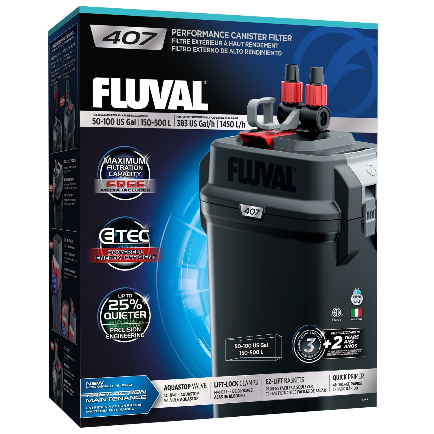 Fluval - 407 Performance Canister Filter, up to 500 L (100 US gal)