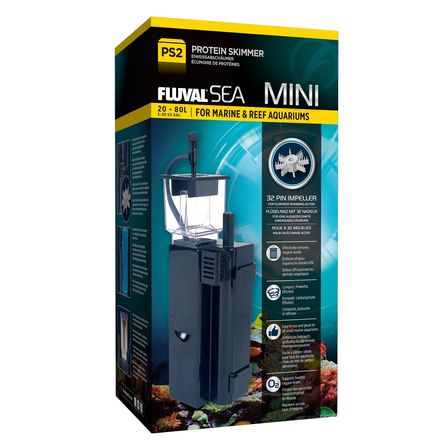 Fluval - PS2 Mini Protein Skimmer - 20-80 L (5-10 US Gal) - Black