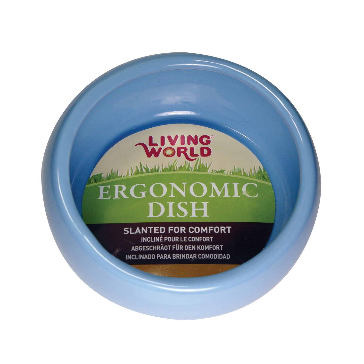 Living World Ergonomic Dish - Small - 120 mL (4.22 oz) - Blue/Ceramic