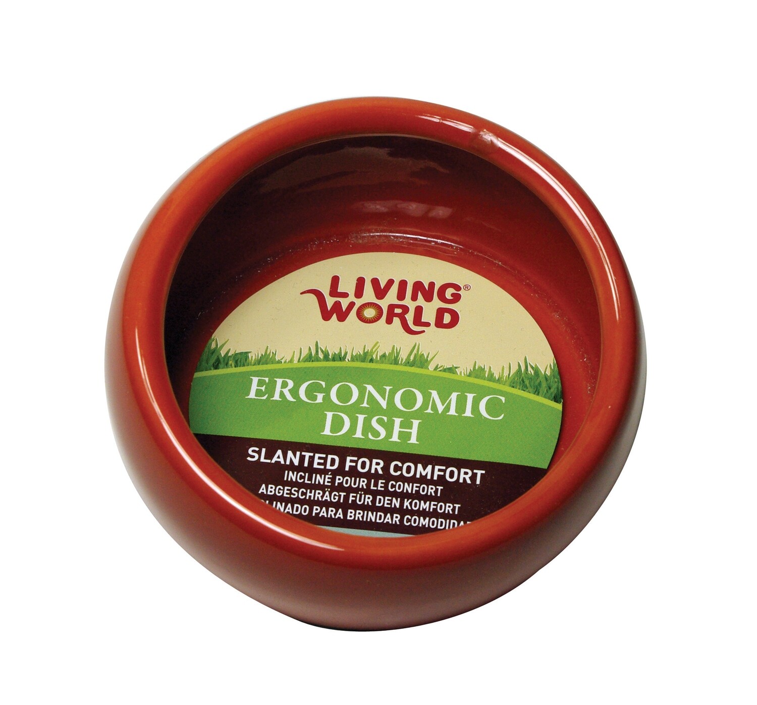 Living World Ergonomic Dish - Large - 420 mL (14.78 oz) - Terra Cotta/Ceramic