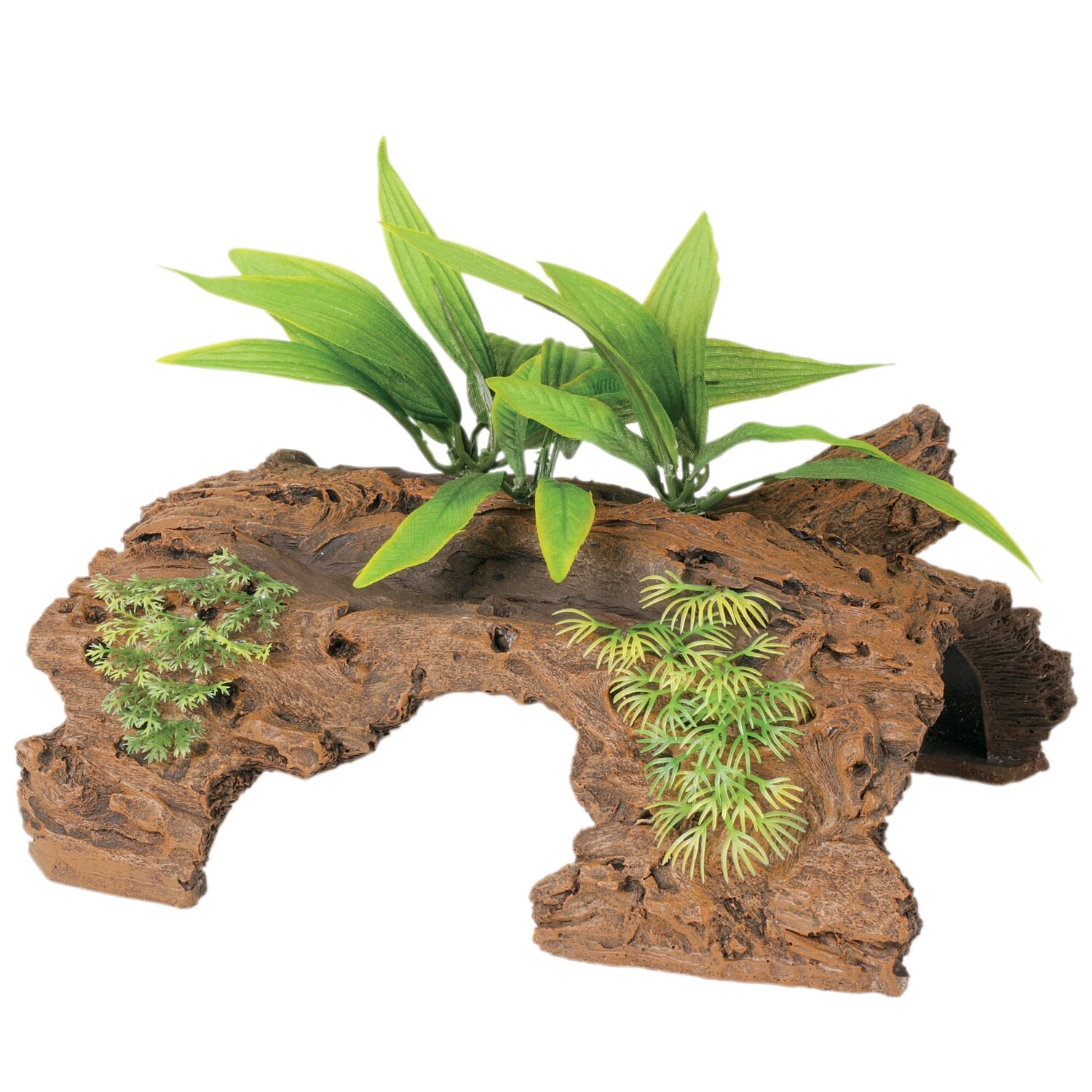 Marina Naturals Malaysian 1/2 Log Driftwood with Plants - Large