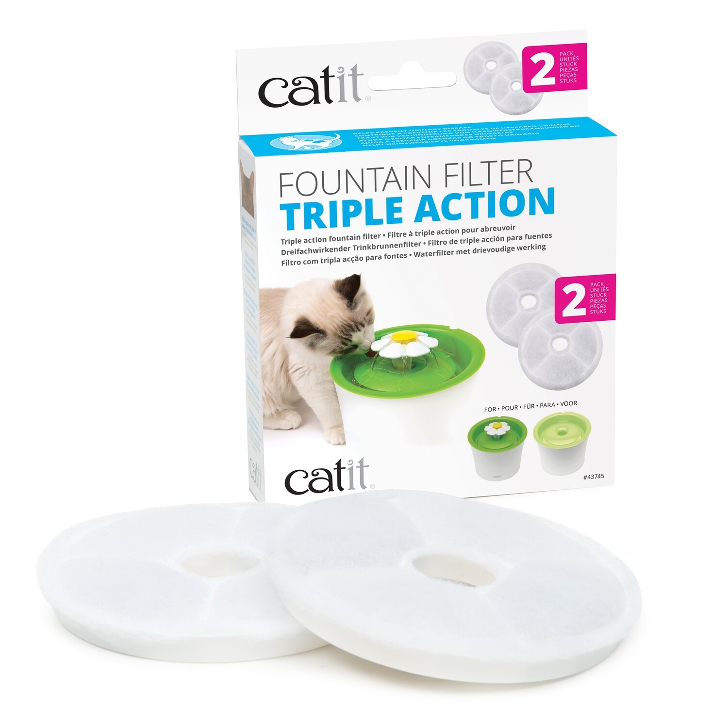 Catit Triple Action Fountain Filter - 2 pack