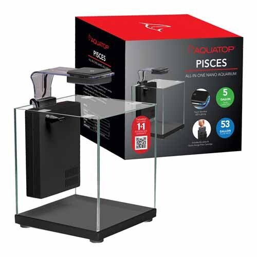 Aquatop - PISCES Nano Cube Glass Aquarium 5 Gallon, 12 inch x 9 inch x 10.6 inch