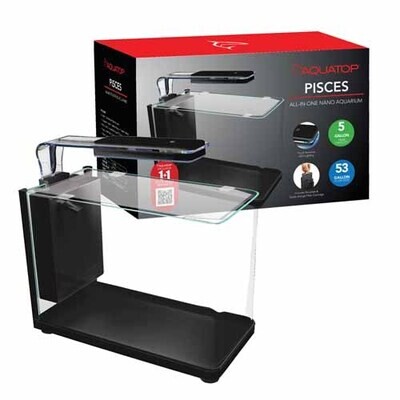 Aquatop - PISCES Nano Bullet Glass Aquarium 5 Gallon, 16 inch x 7.2 inch x 10.2 inch