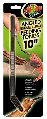 Zoo Med - Angled Stainless Steel Feeding Tongs 10 inch with Soft Tips