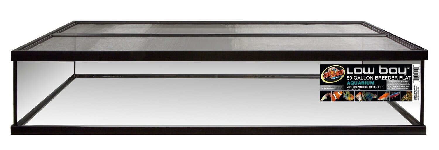 Zoo Med Low Boy Breeder Aquarium with Stainless Steel Top 48 inch x 24 inch x 10 inch
