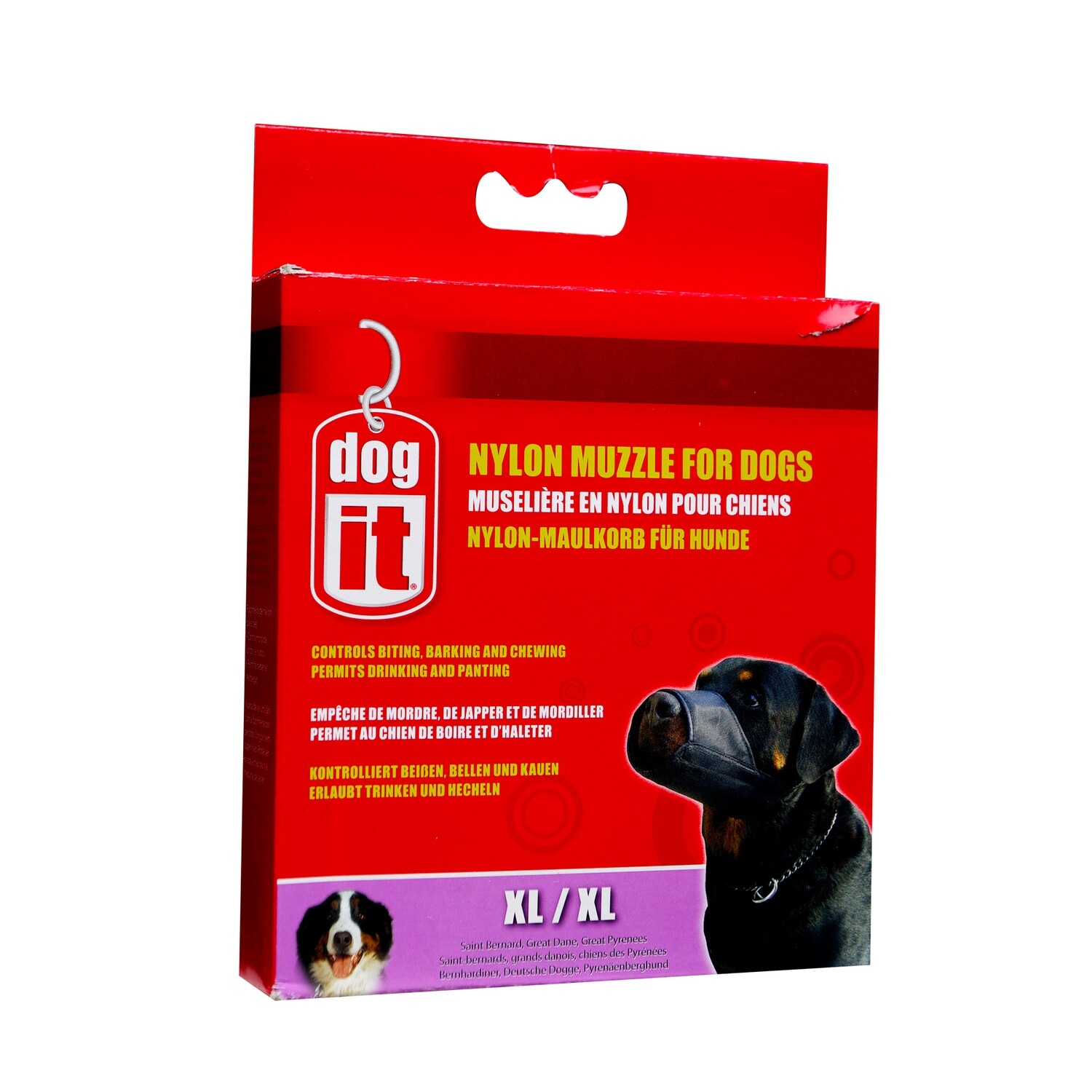 Dogit Nylon Dog Muzzle - Black - X Large (21.5 cm / 8.5in)