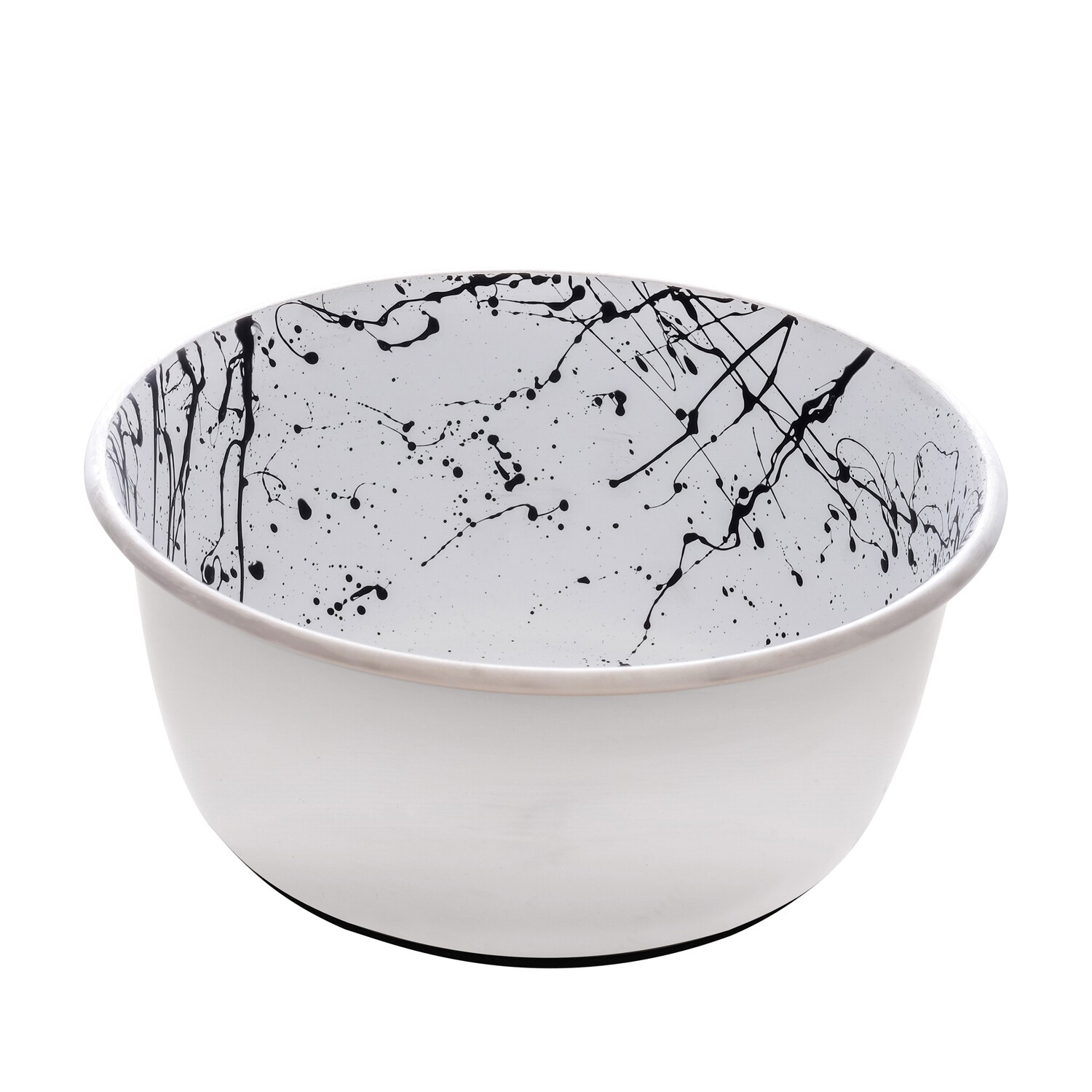 Dogit Stainless Steel Non-Skid Dog Bowl - Black &amp; White Splash - 950 ml (32 fl.oz.)