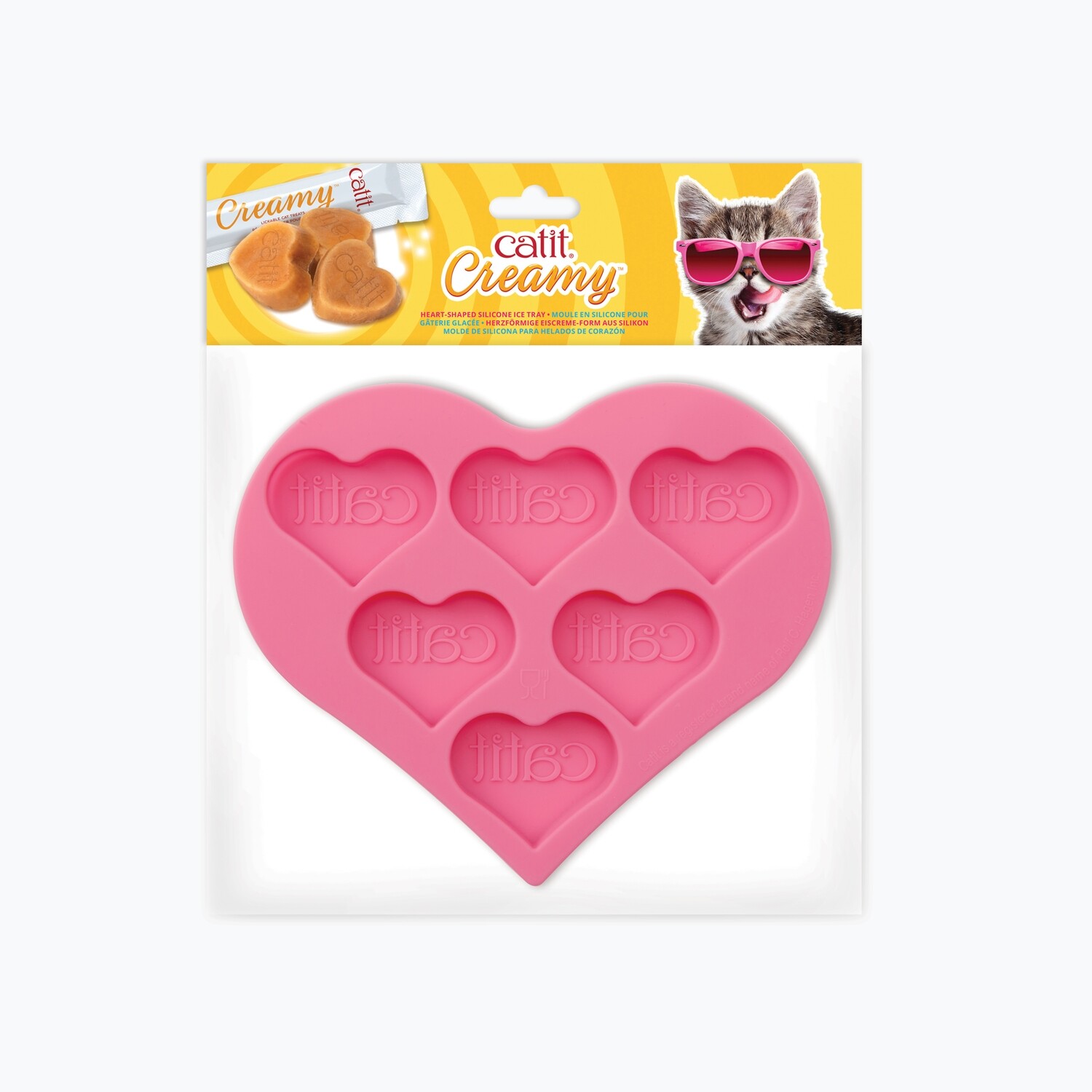 DSC - Catit Creamy Heart Shape Ice Tray Clip Strip (12 Ice Trays per clip strip)