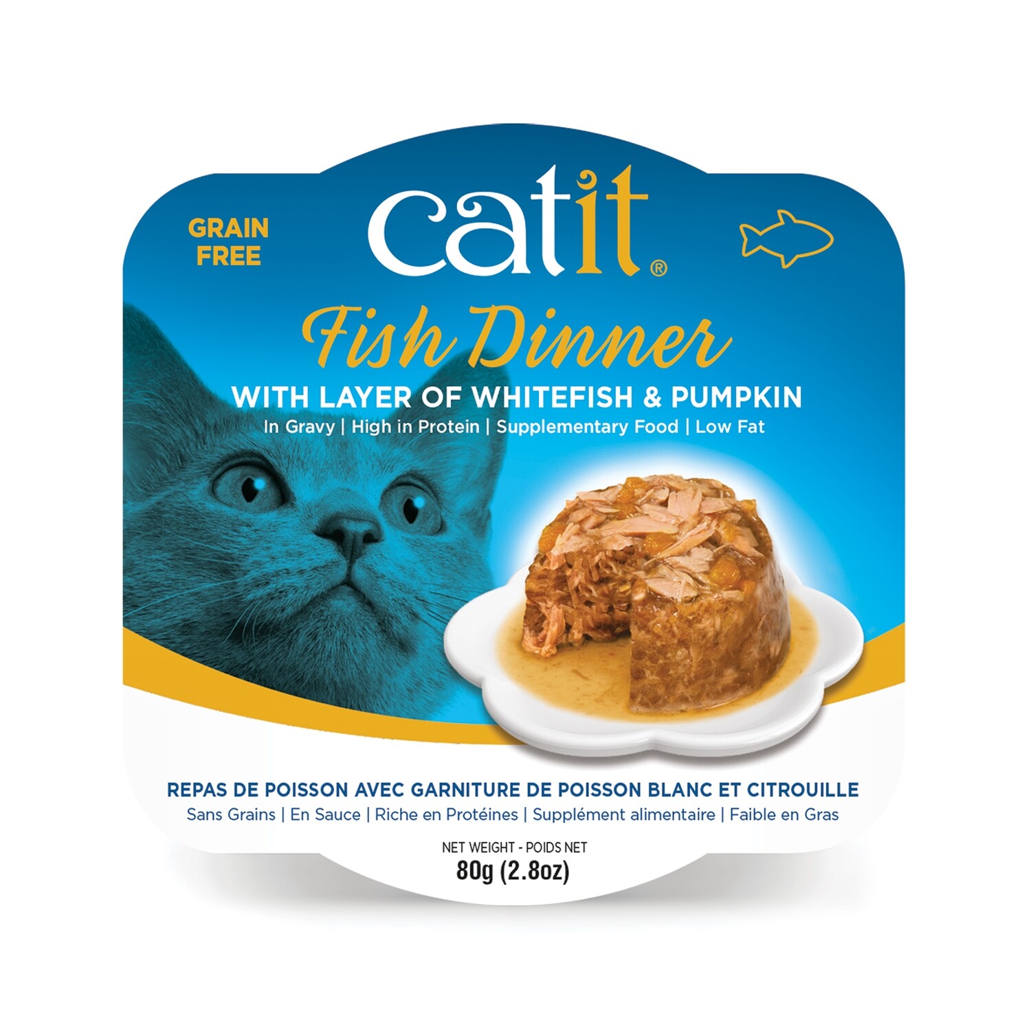 Catit Fish Dinner with Whitefish &amp; Pumpkin - 80 g (2.8 oz)