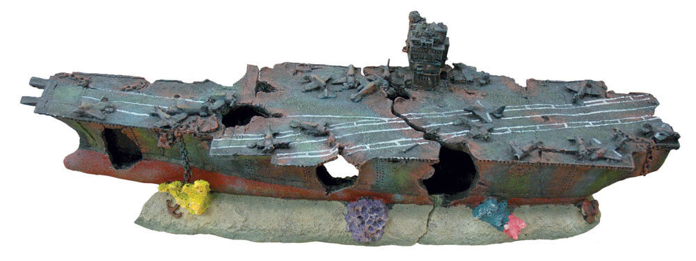 Aqua-Fit Aircraft Carrier Shipwreck 29x7x10in