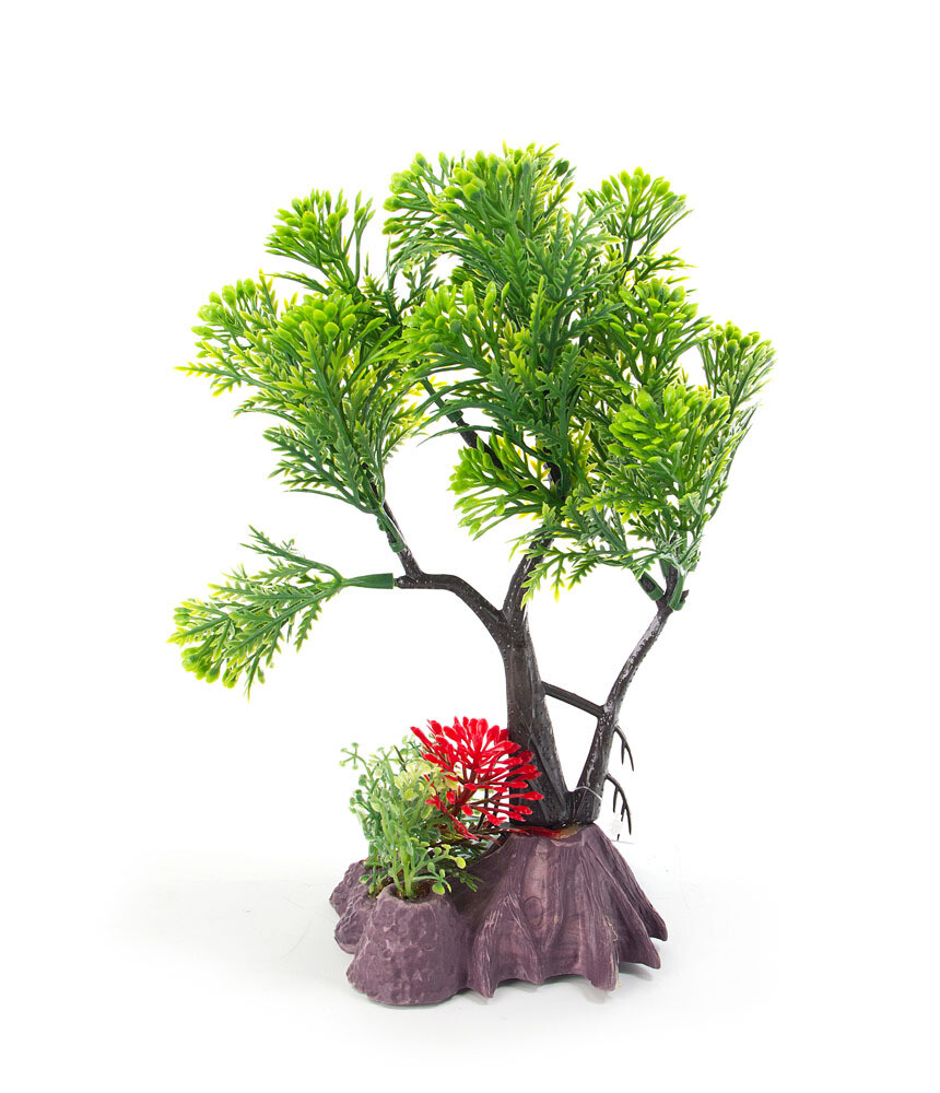 Green Pine Bonsai Plastic Plant 7&quot;