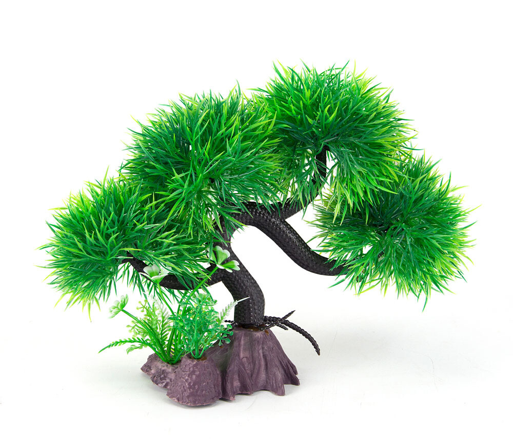 Green Spiky Bonsai Plastic Plant 11&quot;