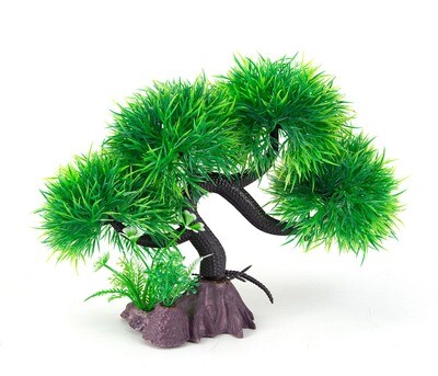 Green Spiky Bonsai Plastic Plant 11"