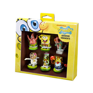 Penn Plax Spongebob 6 piece Retail Pack Ornament Mini Resin Licensed