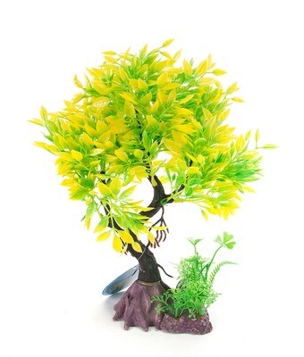 Yellow Juniper Bonsai Plastic Plant 8"