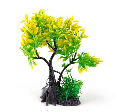 Yellow Juniper Bonsai Plastic Plant 7"