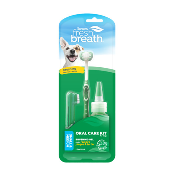TropClean Fresh Breath Oral Care Brushing Kit Small Dog 2oz