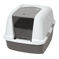 Catit Jumbo Hooded Cat Pan - Warm Gray - 57 cm L x 46 cm H x 43 cm W (22.4 in x 18.3 in x 17 in).