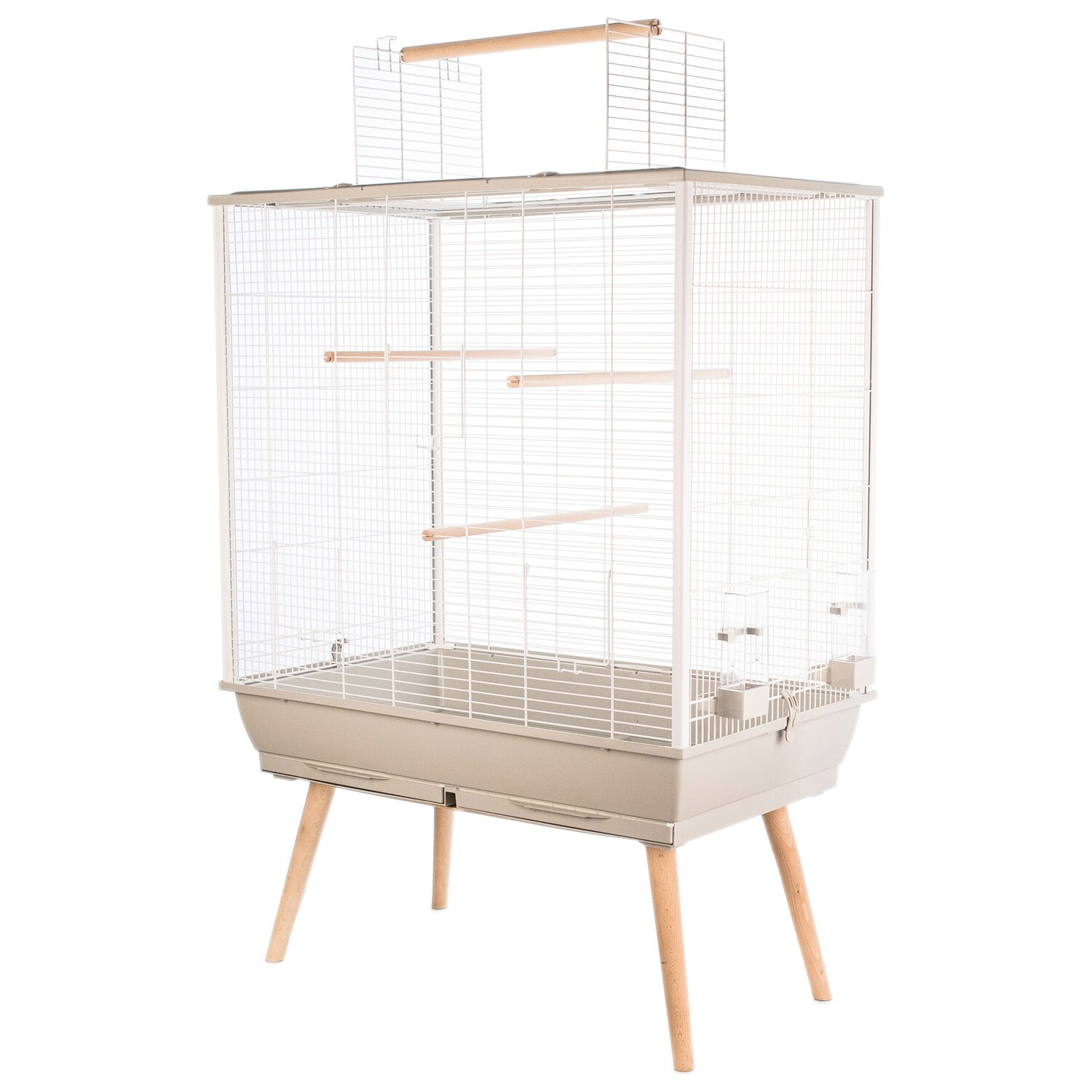 Zolux - Neo Jili Bird Cage - Wide Bars (15 mm) - Beige with White Wire - 78 x 48 x 81 cm