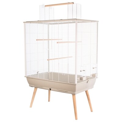 Zolux - Neo Jili Bird Cage - Wide Bars (15 mm) - Beige with White Wire - 78 x 48 x 81 cm