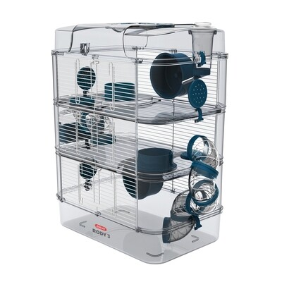 Rody3 Trio Hamster Cage - 3-story - Blue - 41 x 27 x 53 cm