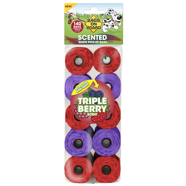 Bags on Board Triple Berry Scented 9x14&quot; Bag Refill 140 ct